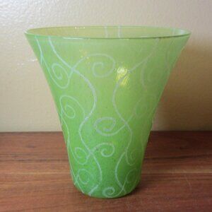 12 oz toyo sasaki art glass tumbler vase curly-q's GREEN (W5519)